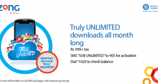 Zong Truly Unlimited Mobile Internet for Whole Month