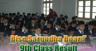 Dwonload BISE Sargodha Board Class 9th Result 2015