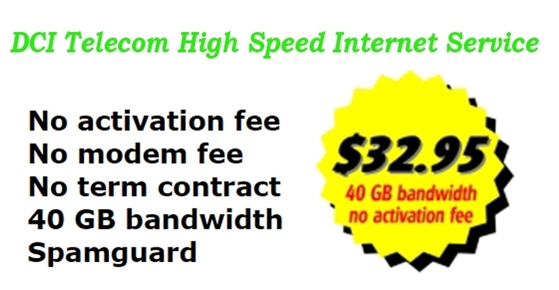 DCI Telecom High Speed Internet Service Cost Plan Bundle