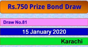 Rs. 750 Prize bond Karachi Draw #81 15.01.2020 check online
