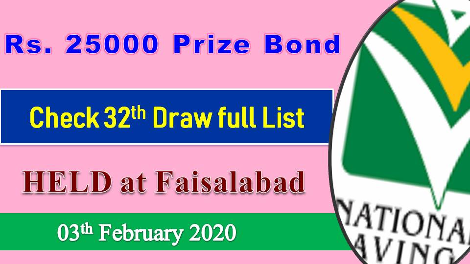 Rs. 25000 Prize bond Faisalabad Draw #81 03 February 2020 check online