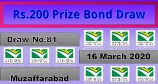 Rs. 200 Prize bond Result 16 March, 2020