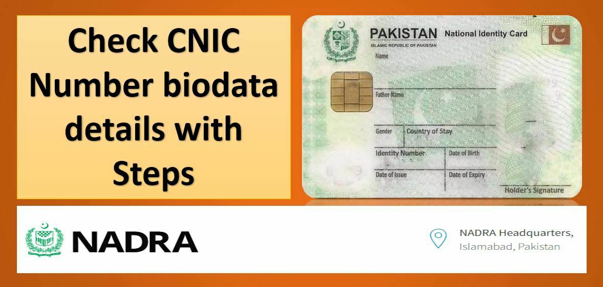 CNIC ID Card verification and detail Bio Data