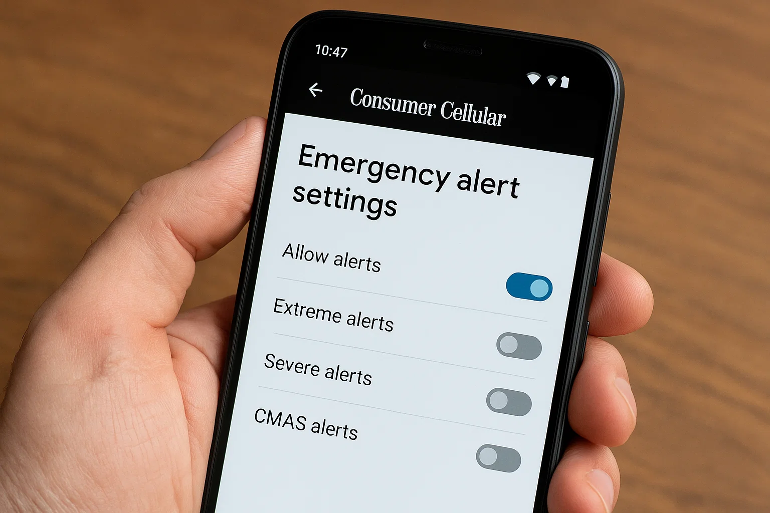 How to remove CMAS alerts from Consumer Cellular phone