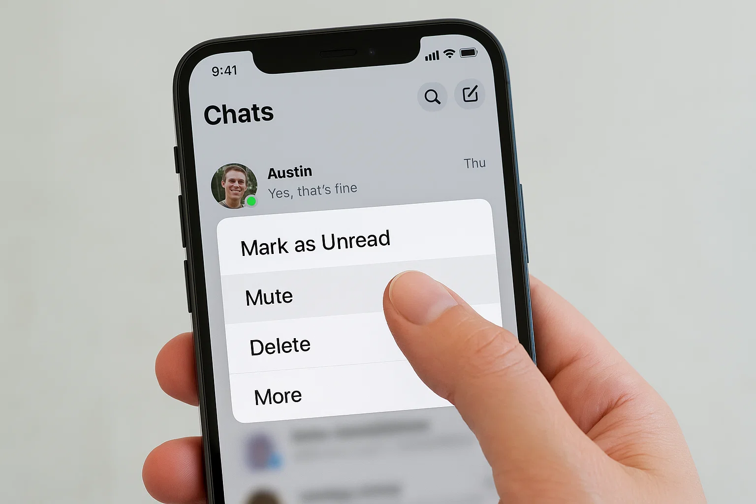 Mobile Dady 11 User marking a Facebook message as unread on Messenger app