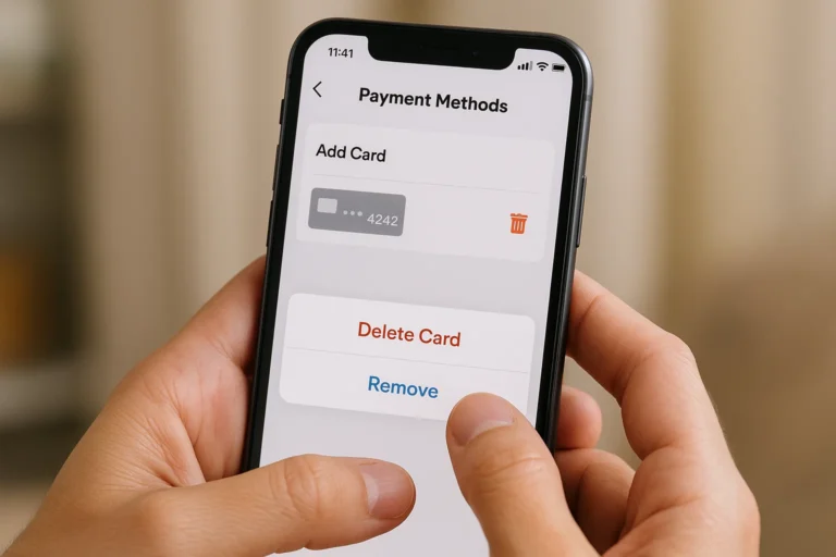 How to remove card from DoorDash on iPhone steps screen