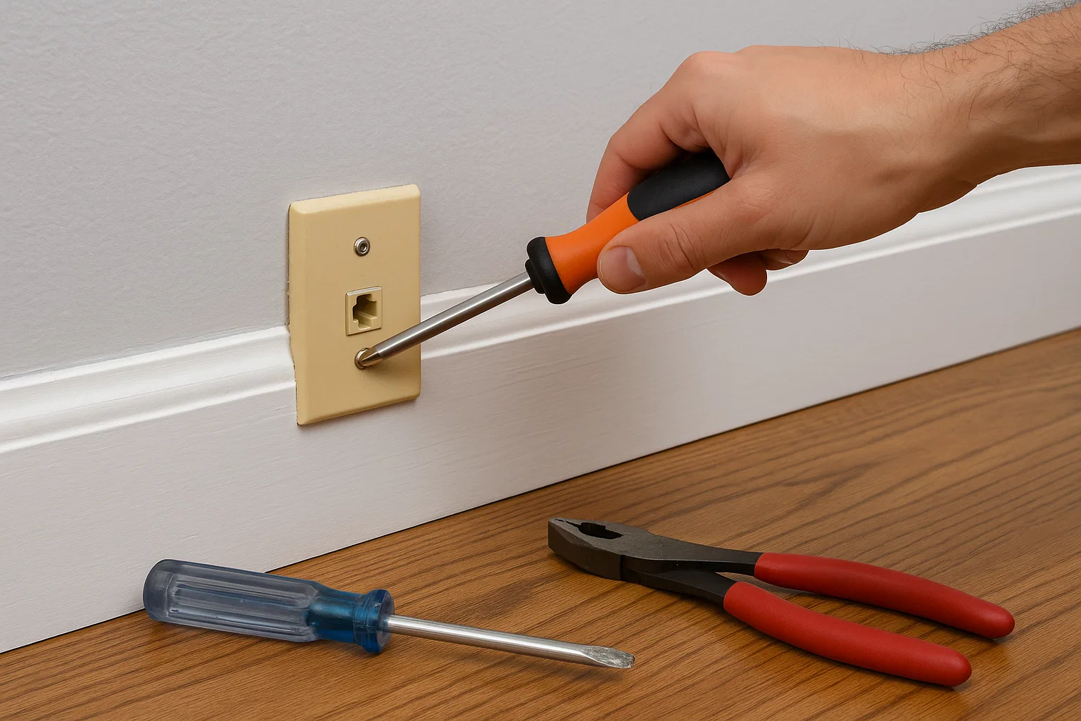 Mobile Dady 15 Step-by-step removal of an old baseboard phone jack