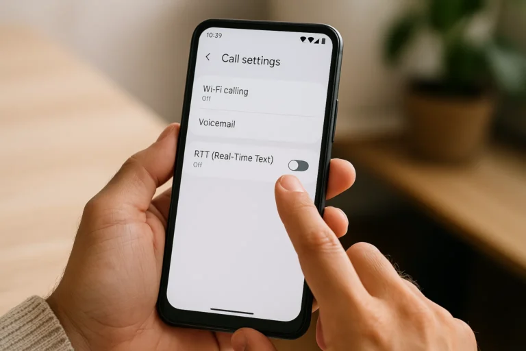 User turning off RTT option in mobile call settings screen