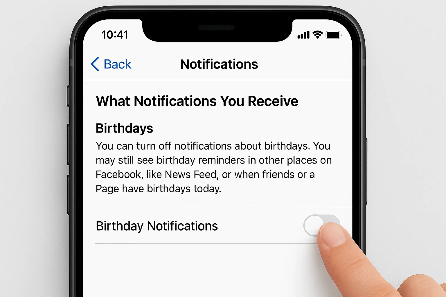 How Do I Remove My Birthday from Facebook? (Updated 2026 Guide) 2 Example of turning off birthday alerts on Facebook