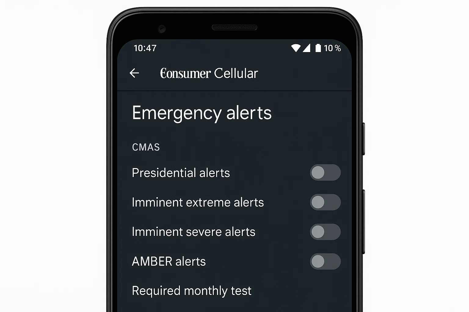How to Remove CMAS from Consumer Cellular Phone 2 Steps to disable CMAS alerts on a Consumer Cellular phone