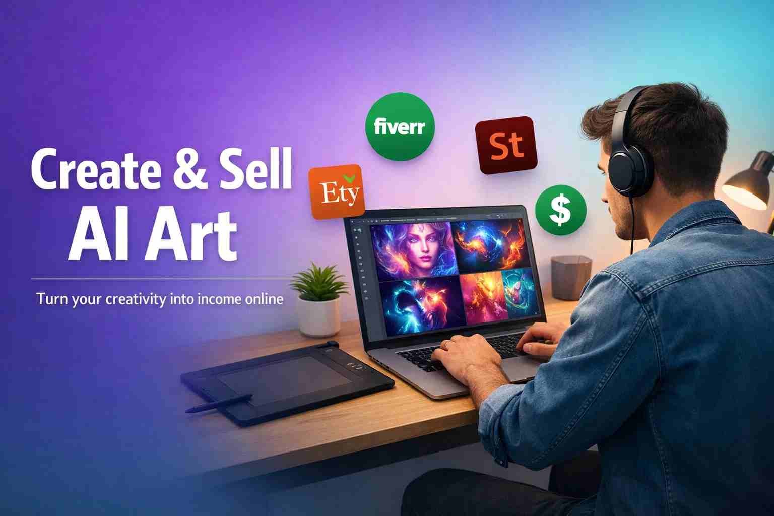 creator selling ai art on online marketplaces