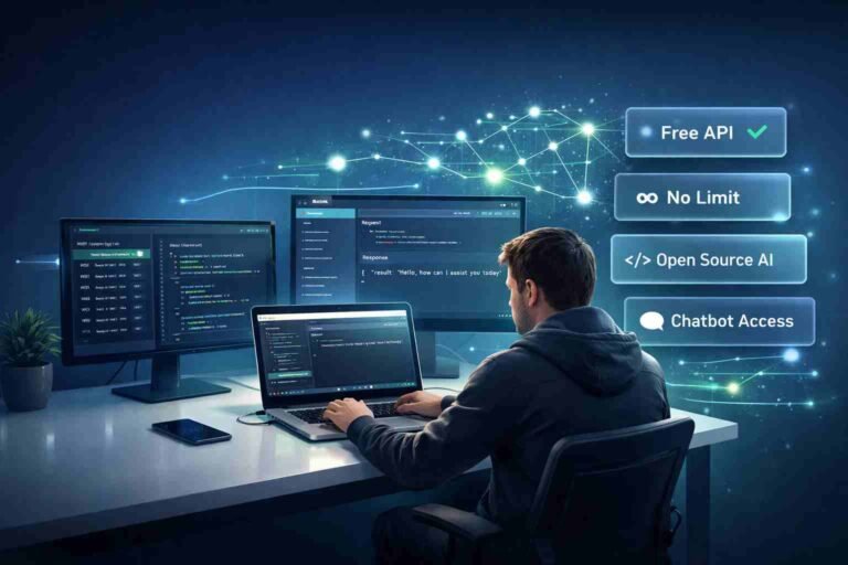 Developer using free AI API tools without limits