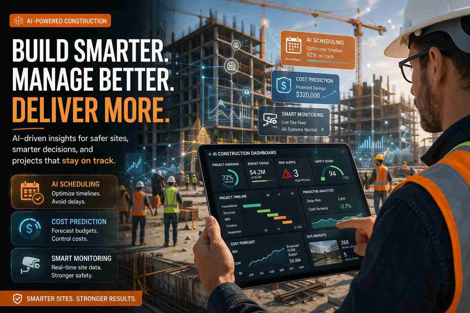 AI dashboard helping manage construction projects efficiently