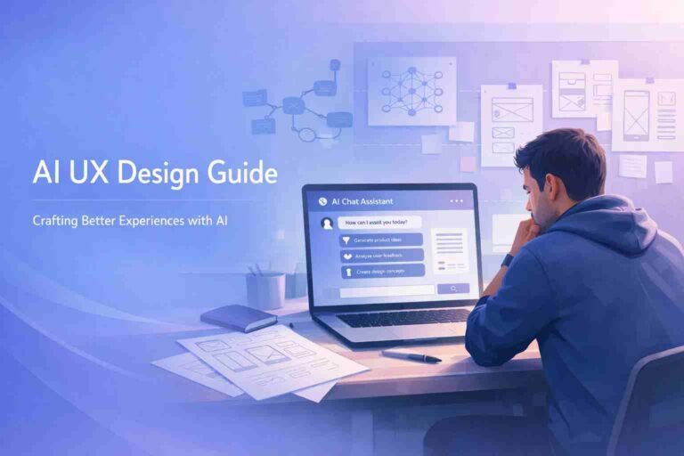 AI UX designer working on intelligent product interface layout