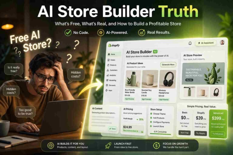 BuildYourStore AI free or paid Shopify store creation concept