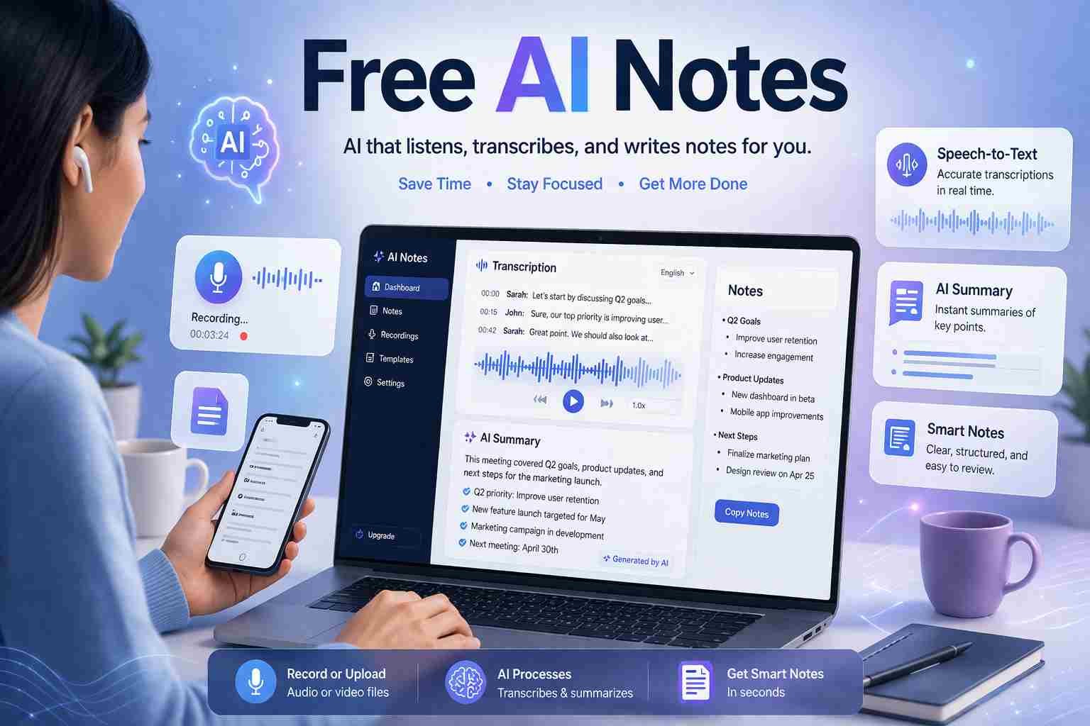 AI note taker free tools interface and comparison