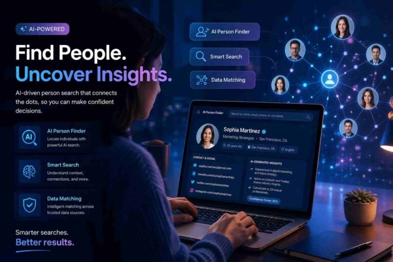 HyperWrite AI person finder interface searching for people online