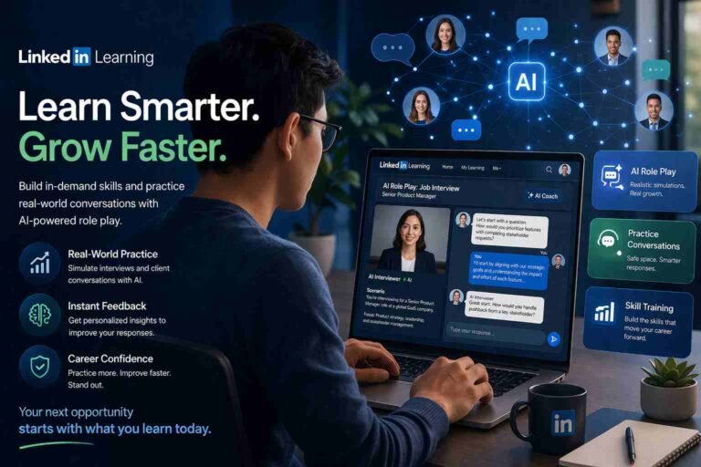 user practicing AI role play on LinkedIn Learning platform