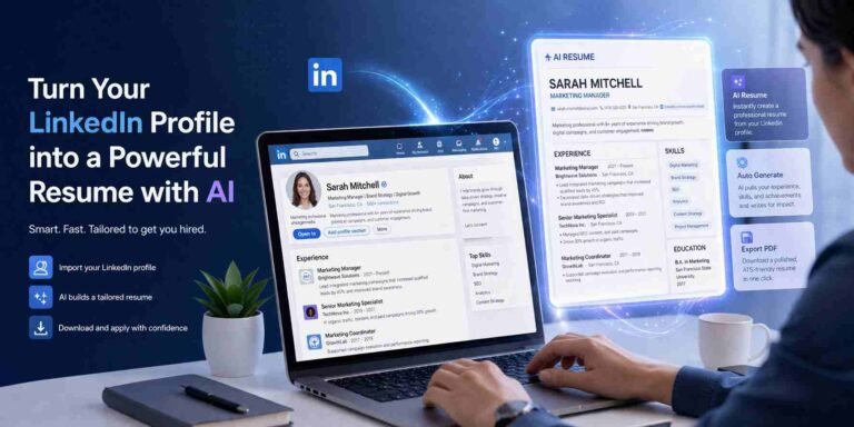 linkedin profile to resume converter ai free tool interface