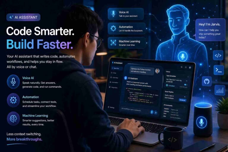 person creating AI assistant on laptop interface
