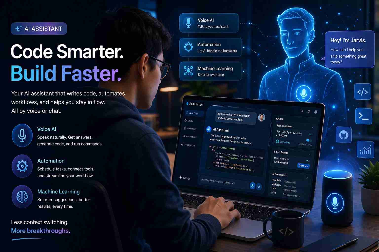 person creating AI assistant on laptop interface