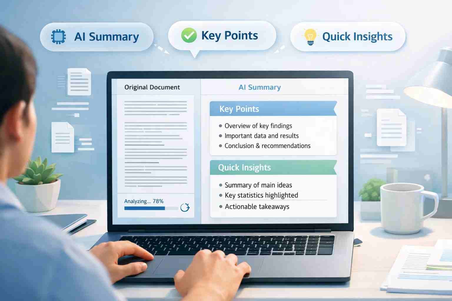 noiz ai pdf summarizer showing document and summary view