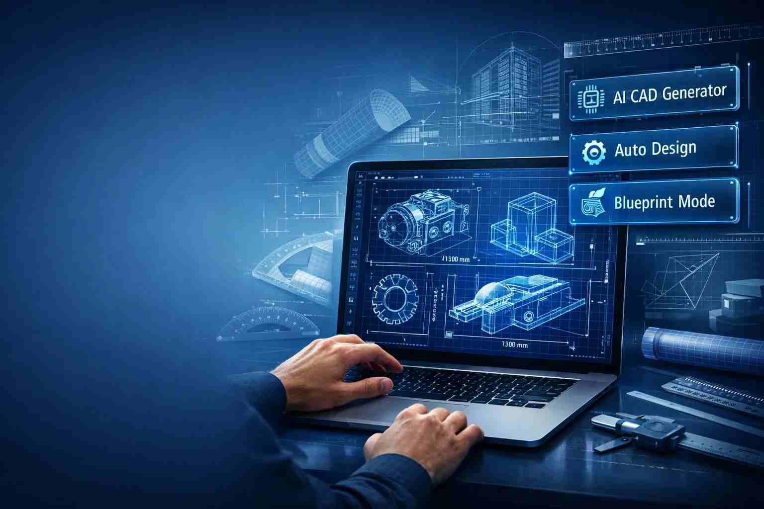 OpenArt AI generating CAD style technical drawings on screen