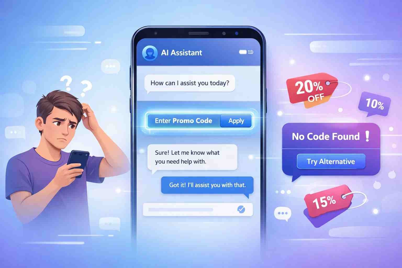 User searching for working Joi AI promo code on mobile screen