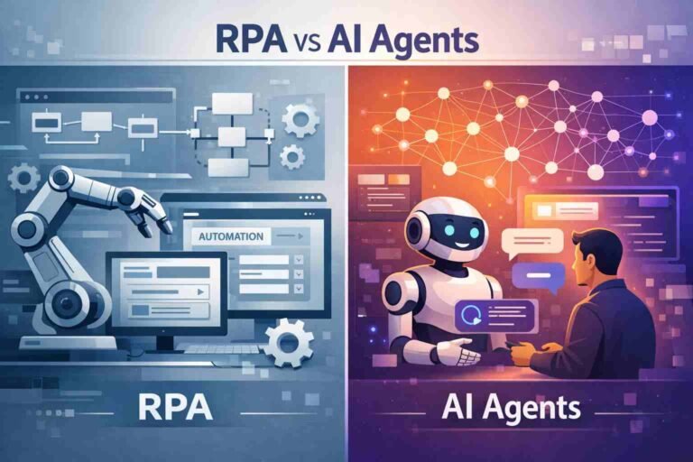 visual comparison of rpa and ai agents systems
