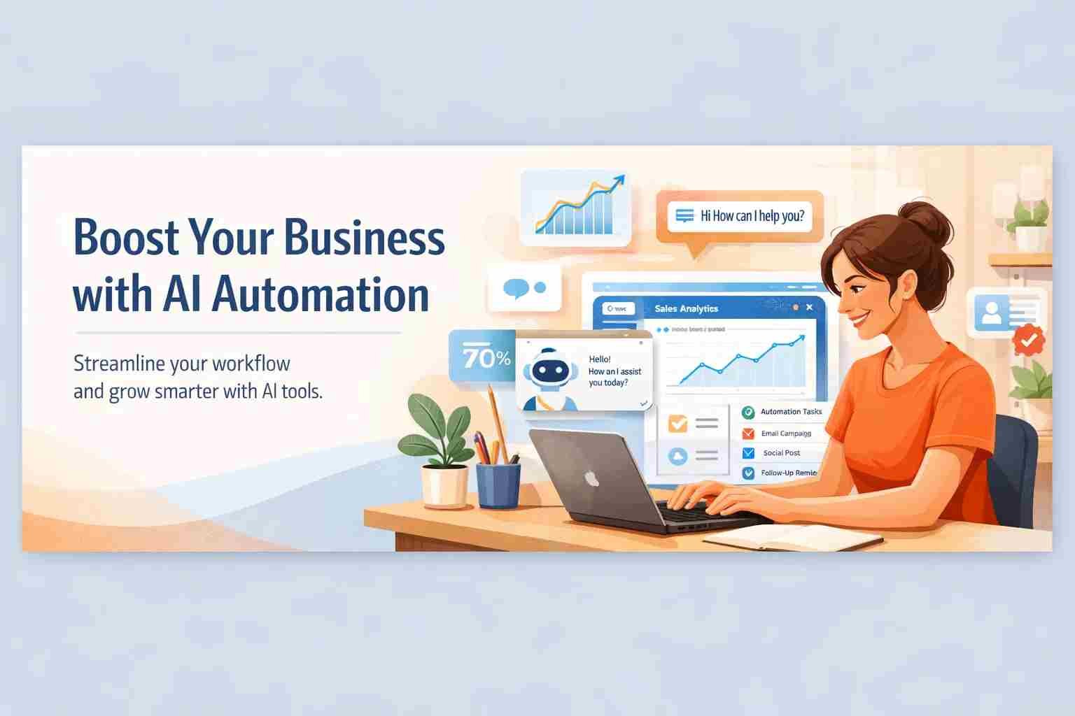 Small business owner using AI assistant dashboard tools