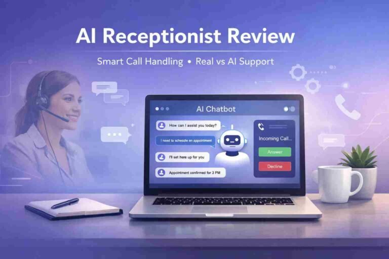 AI receptionist handling business calls on digital dashboard