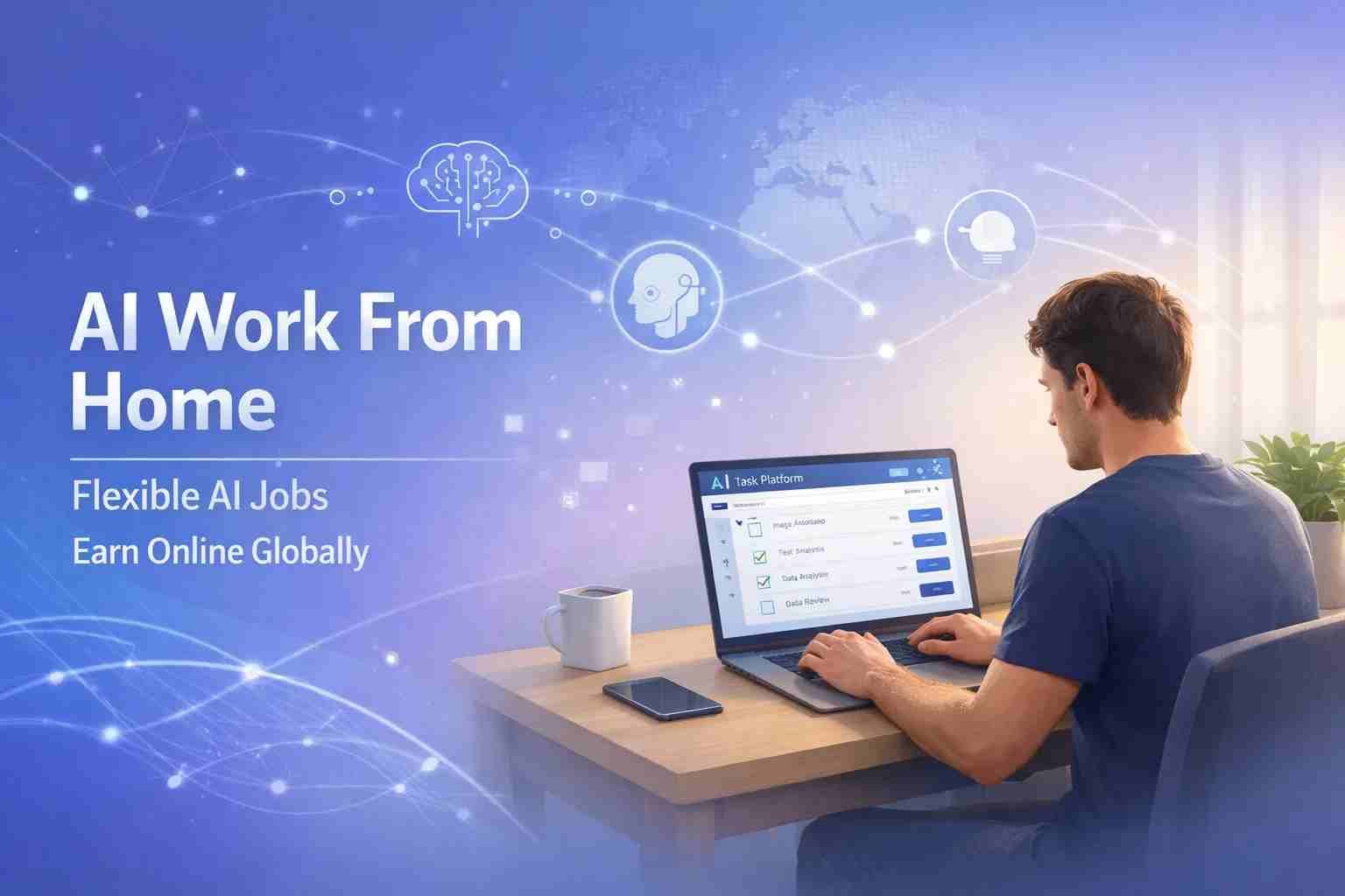 Person working online in Telus AI community job