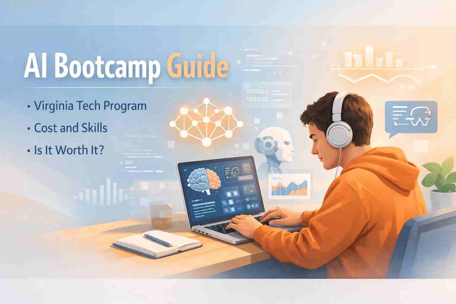 student learning AI skills in bootcamp program setup