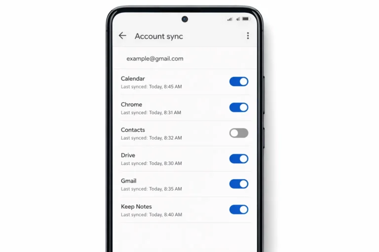 Android settings showing Google contact sync toggle