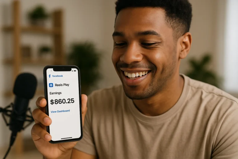 Creator checking Facebook Reels earnings on mobile phone