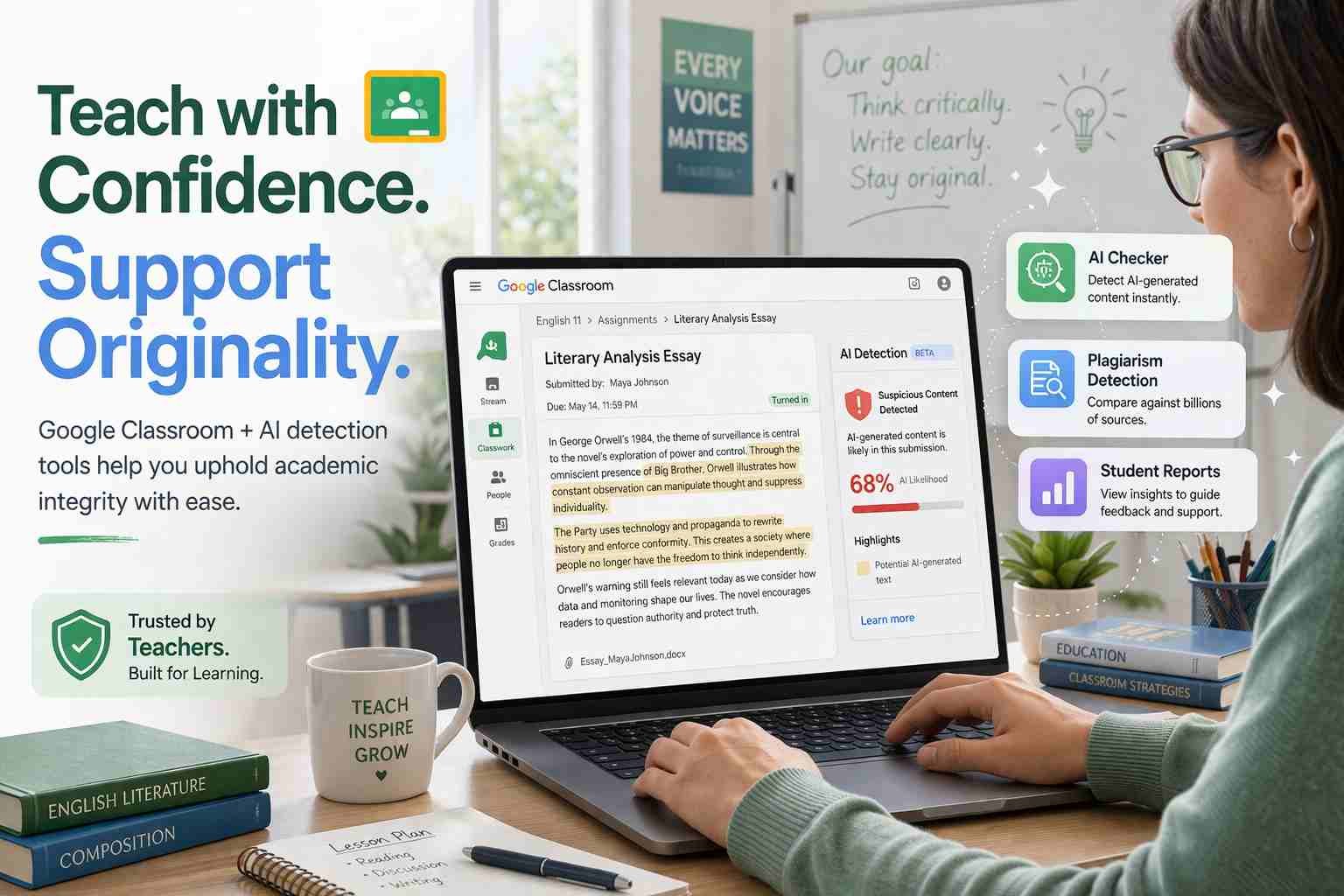 How to add AI checker to Google Classroom tutorial