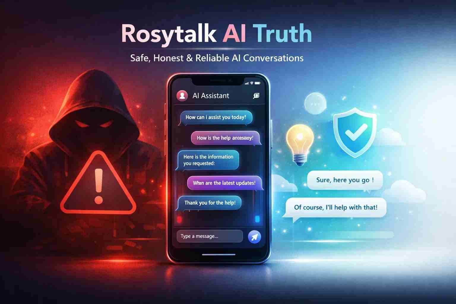 Smartphone showing AI chat with risk and safe options